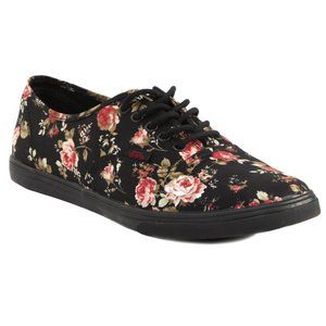 Vans Floral Black Rose Authentic Lo Pro Women's Size 5.5